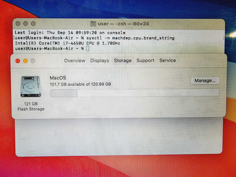 Apple Macbook Air 2013 13\\" Core i7-4652U @ 1.7GHz 8GB DDR3 120GB SSD (