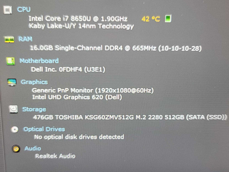 Dell Latitude 5490 i7-8650U@ 1.90GHz, 16GB DDR4, 512GB m.2  Î²