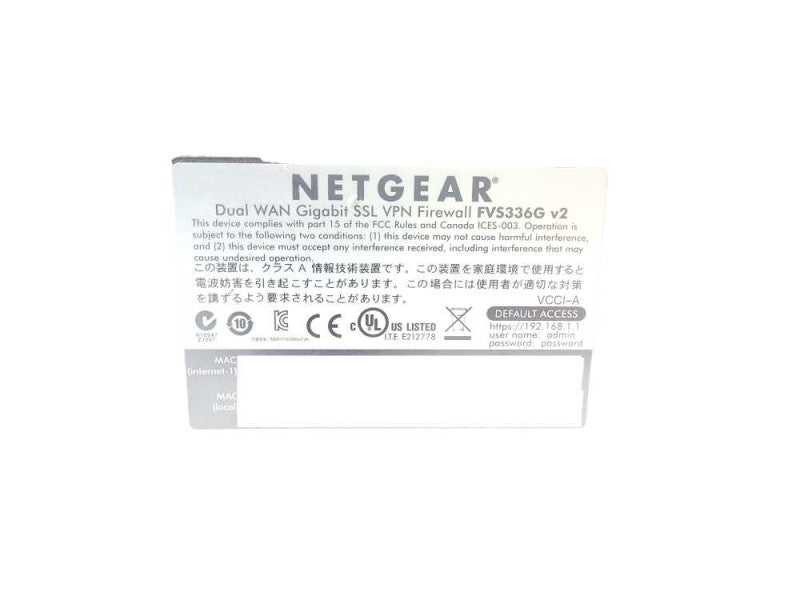 NetGear ProSafe V2 Dual WAN Gigabit SSL VPN Firewall FVS336G $