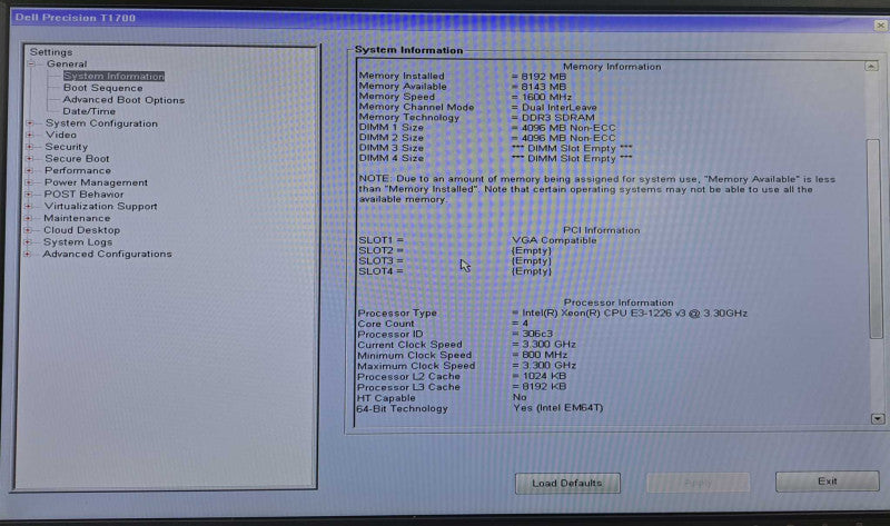 Dell Precision T1700 WS Xeon E3-1226 v3 @ 3.30GHz 8GB Ram GTX 750Ti No HDD/OS )