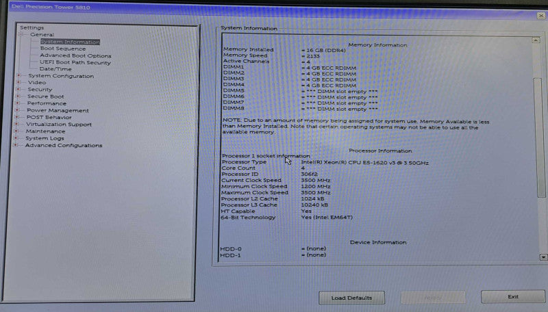 Dell Precision T5810 WS Xeon E5-1620 v3 @ 3.50GHz 16GB DDR4 Quadro K620 *READ )
