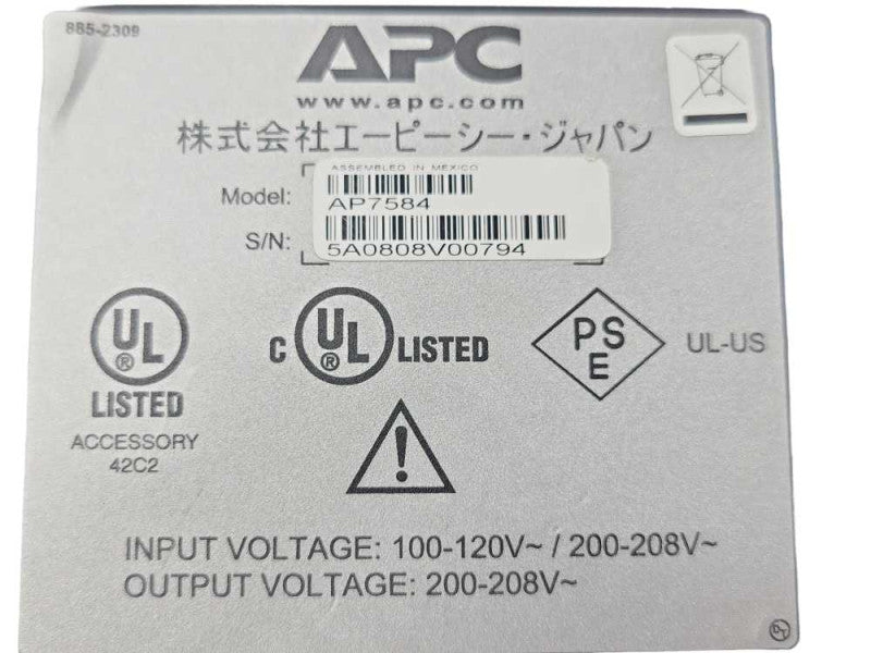 APC AP7584 100-120 V~/200 V~/200-208V~ 50/60 Hz Basic Rack PDU READ _