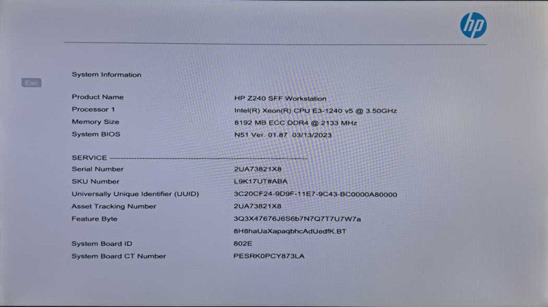 HP Z240SFF Workstation Xeon E3-1240 v5 @ 3.50GHz Quadro K620 *READ* )