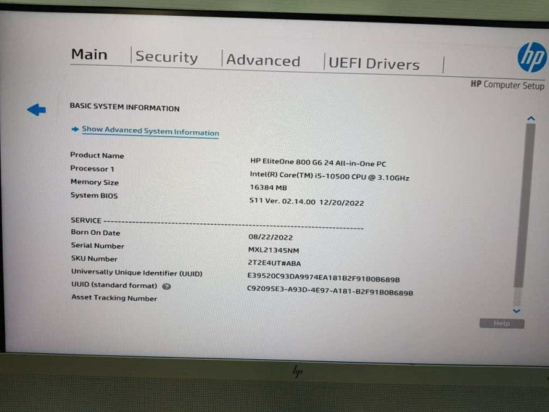 HP EliteOne 800 G6 24 - AIO Core i5 -10500 CPU @ 3.10GHz 16GB RAM (No/Stand)  Q