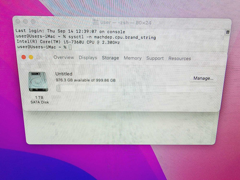 Apple iMac 2017 21.5\\" Core i5-7360U @ 2.3GHz 8GB DDR4 1TB HDD (