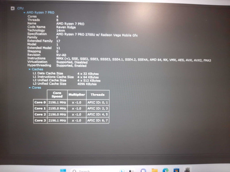 DELL Latitude 5495 AMD Ryzen 7 PRO 2700U ATI Radeon Vega 10 16GB RAM 512SSD