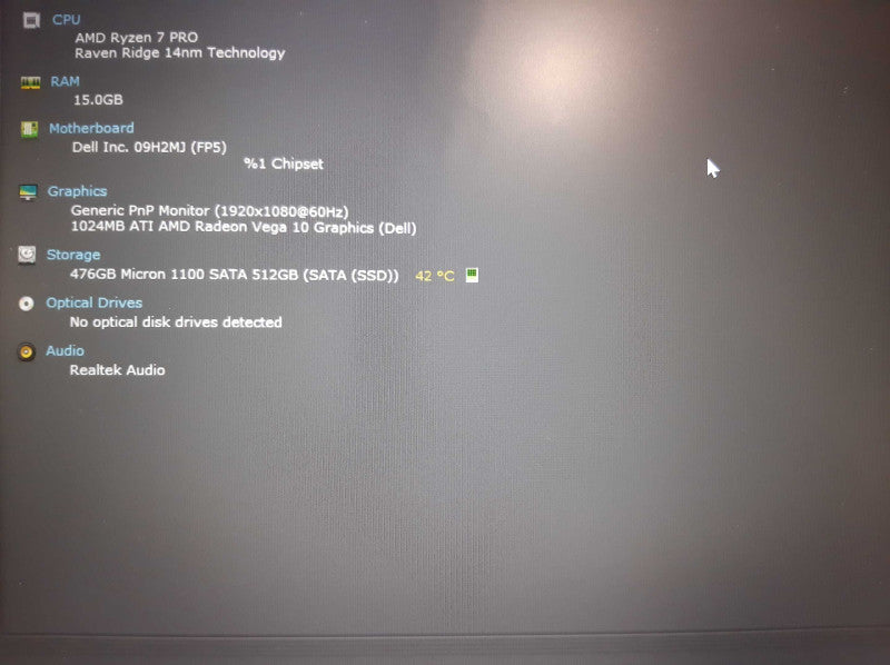 DELL Latitude 5495 AMD Ryzen 7 PRO 2700U ATI Radeon Vega 10 16GB RAM 512SSD