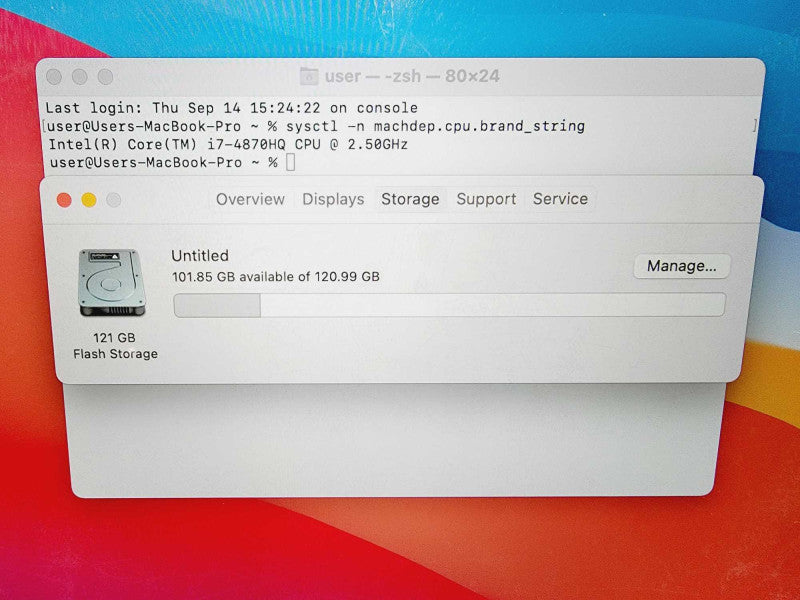 Apple Macbook Pro Retina 2014 15\\" Core i7-4870HQ @ 2.5GHz 16GB DDR3 120GB SSD [Read] (
