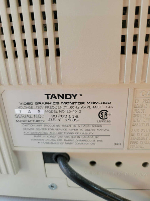 Tandy 2500 SX/20 + RGB Monitor VGM-300 & Keyboard - no HDD. (READ)