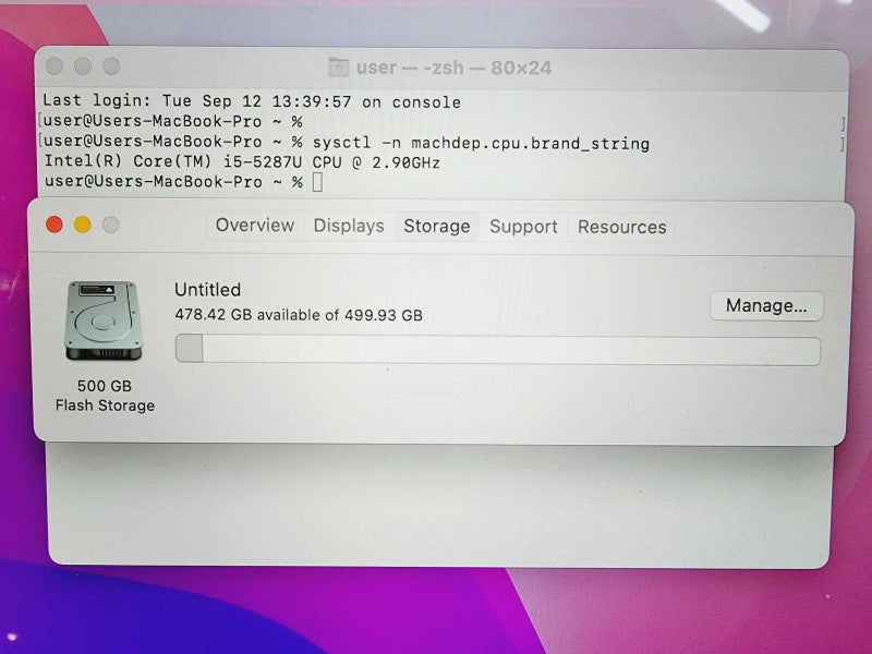 Apple Macbook Pro Retina 2015 13\\" Core i5-5287U @ 2.9GHz 16GB DDR3 500GB SSD (