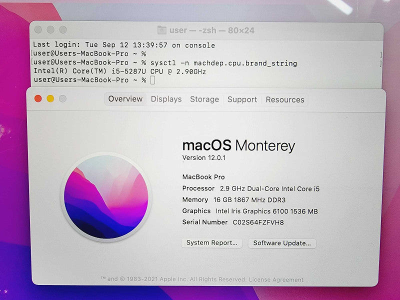 Apple Macbook Pro Retina 2015 13\\" Core i5-5287U @ 2.9GHz 16GB DDR3 500GB SSD (