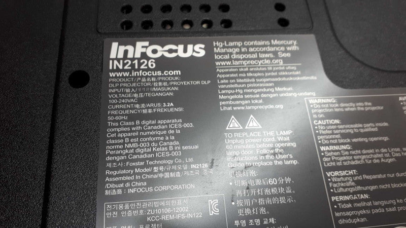 InFocus IN2126 DLP Projector 3200 ANSI WXGA Portable HDMI 3D Ready  &