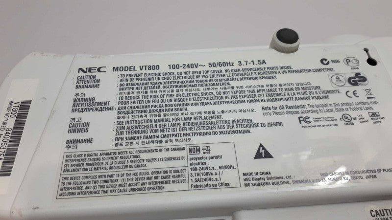 NEC VT800 3LCD Projector HD 1080p HDMI &