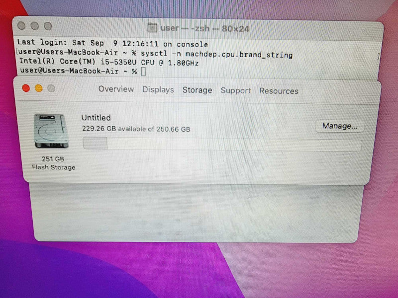 Apple Macbook Air 2017 13\\" Core i5-5350U @ 1.8GHz 8GB DDR3 250GB SSD (