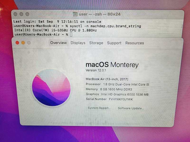 Apple Macbook Air 2017 13\\" Core i5-5350U @ 1.8GHz 8GB DDR3 250GB SSD (