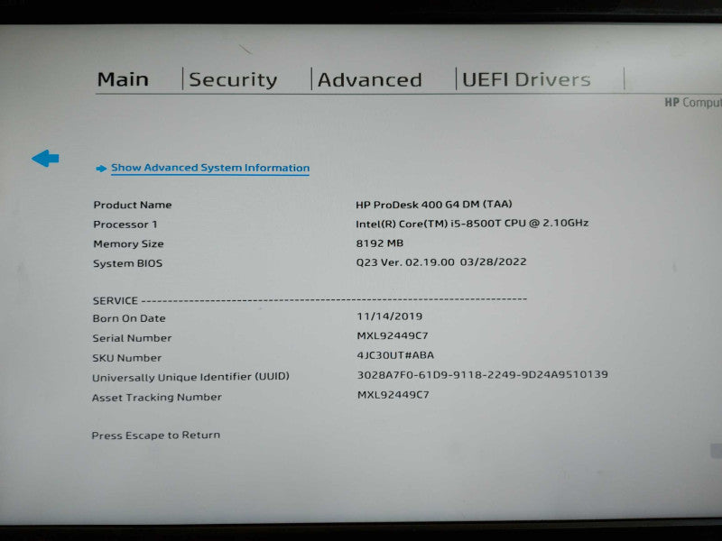 HP ProDesk 400 G4 i5-8500T @ 2.10hz / 8gb ram / READ #