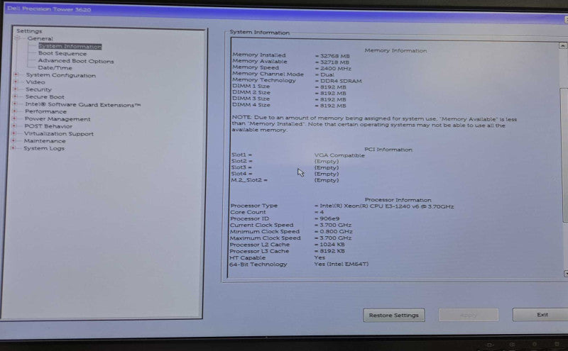 Dell Precision T3620 Xeon E3-1240 v6 @ 3.70GHz 32GB DDR4 Quadro M4000 GPU )