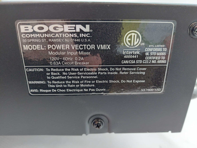 Bogen VMIX Power Vector Mixer Model: power vector vmix Made in Korea