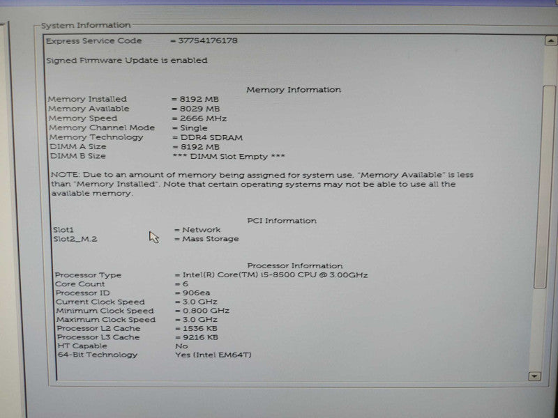 Dell W19C001 Optiplex AiO Non Touch i5-8500 / 8gb ram / READ BELOW #