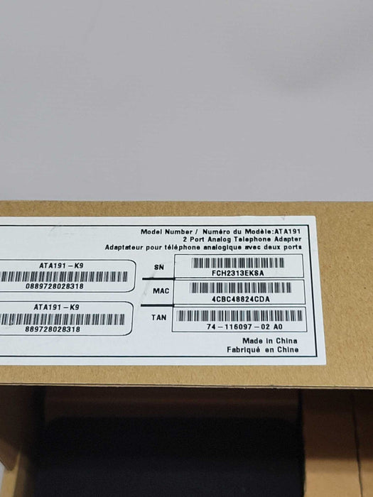 CISCO ATA 191 ANALOG TELEPHONE ADAPTER ATA191-K9