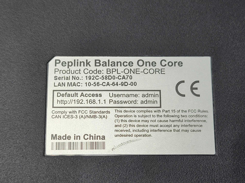Peplink Balance One Core BPL-ONE-CORE Multi WAN Router, Factory Reset Q_