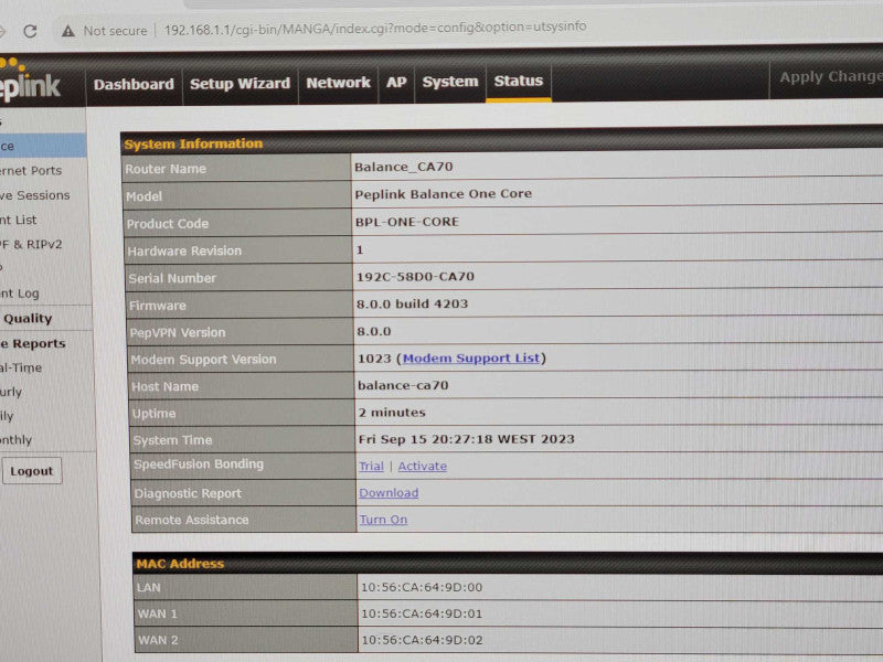 Peplink Balance One Core BPL-ONE-CORE Multi WAN Router, Factory Reset Q_