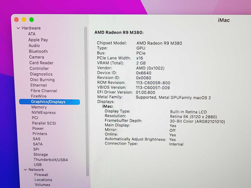 Apple iMac Retina 5K 2015 27\\" Core i5-6500 @ 3.2GHz 8GB DDR3 1TB HDD R9 M380 2GB [Read] (