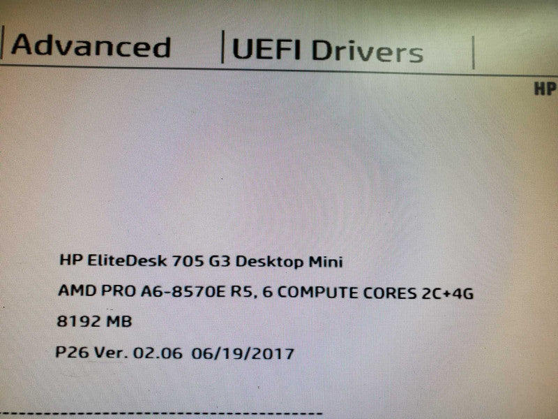 HP EliteDesk 705 G3 Mini A6-8570E 8GB DDR4 NO HDD Q@