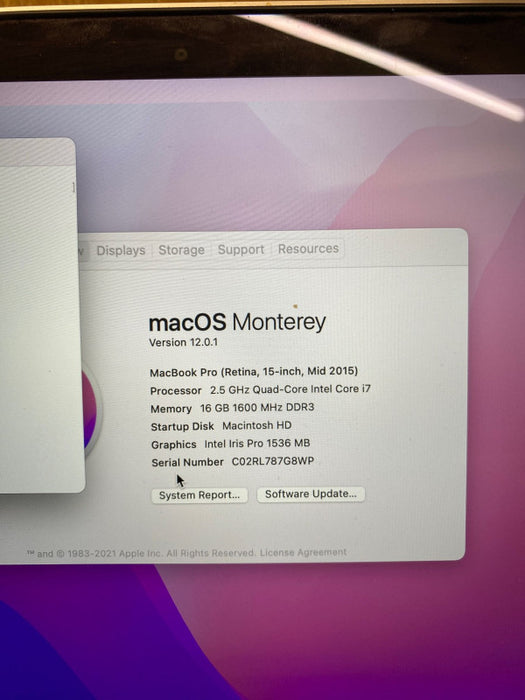 Apple MacBook Pro 15\\" Mid 2015 i7-4870HQ Radeon R9 M370X 2GB 16GB RAM 512SSD