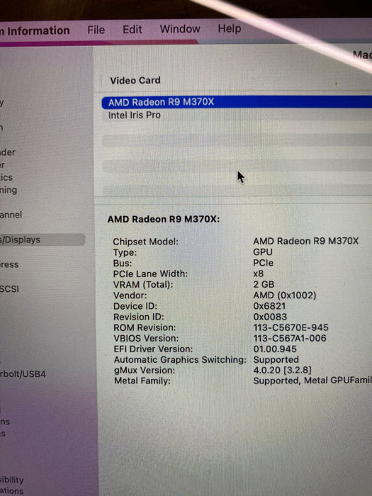 Apple MacBook Pro 15\\" Mid 2015 i7-4870HQ Radeon R9 M370X 2GB 16GB RAM 512SSD