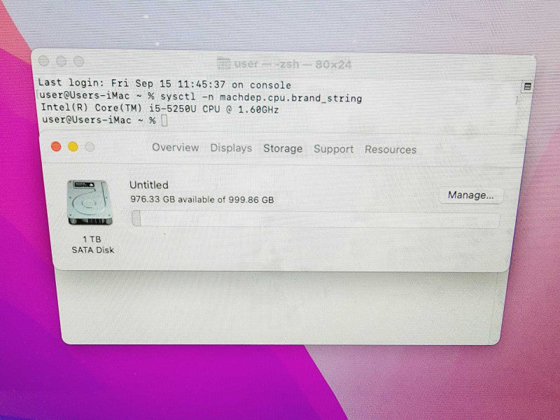 Apple iMac 2015 21.5\\" Core i5-5250U @ 1.6GHz 8GB DDR3 1TB HDD [Read] (