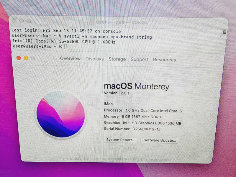 Apple iMac 2015 21.5\\" Core i5-5250U @ 1.6GHz 8GB DDR3 1TB HDD [Read] (