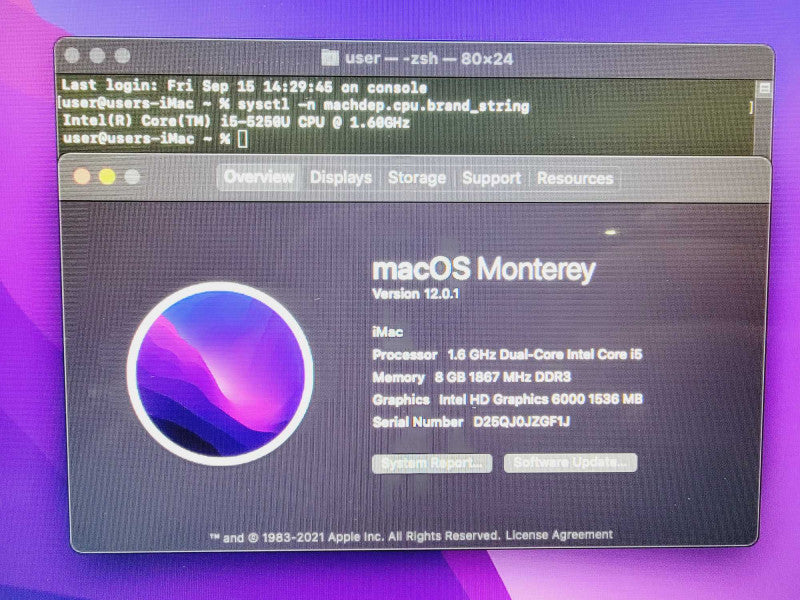 Apple iMac 2015 21.5\\" Core i5-5250U @ 1.6GHz 8GB DDR3 500GB SSD [Read] (