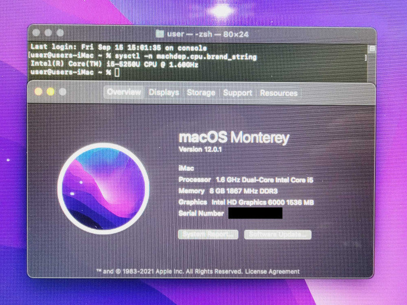 Apple iMac 2015 21.5\\" Core i5-5250U @ 1.6GHz 8GB DDR3 1TB HDD [Read] Q(