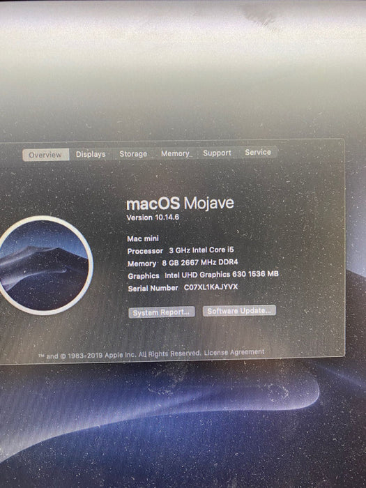 Apple Mac mini 2018 Intel Core i5-8500B @3.00GHz 8GB RAM 256GB SSD