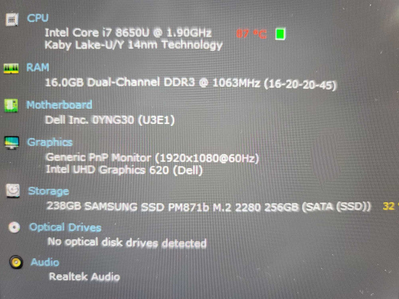 Dell Latitude 7390 2-in-1 i7-8650U, 16GB DDR4, 256GB m.2 **No Battery Î²