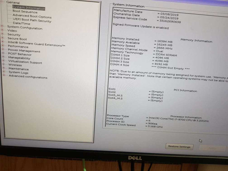 Dell OptiPlex 7060 SFF Intel i7- 8700 CPU @  3.20GHz 16GB DDR4 Ram i7+ vpro
