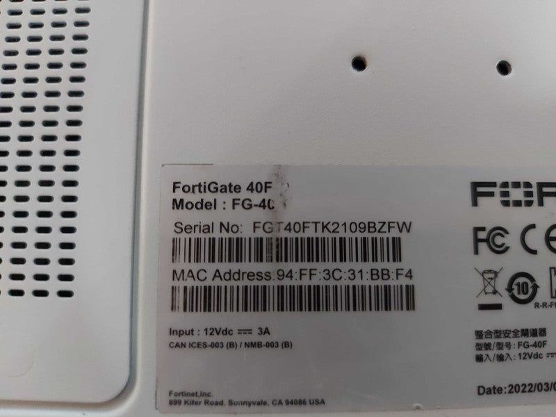 Fortinet FortiGate FG-40F Network Security Firewall #