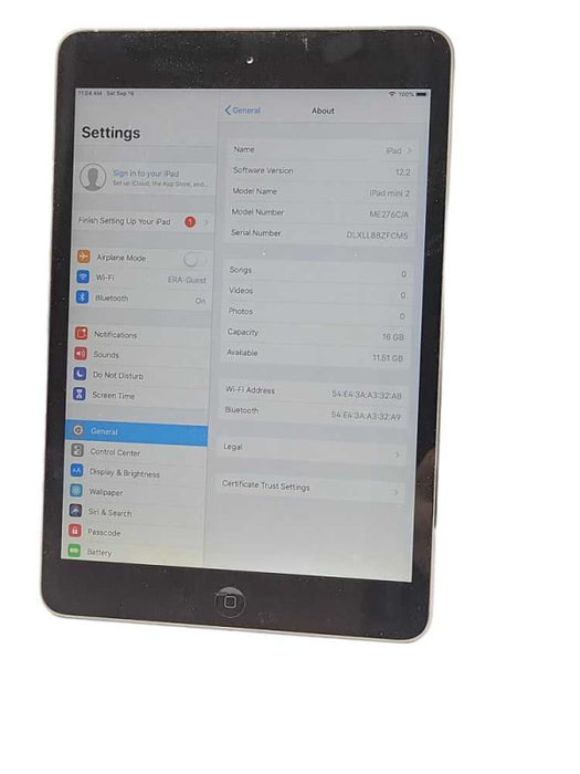 Apple iPad Mini 2 16GB Wi-Fi 7.9\\" Space Gray A1489, SEE _