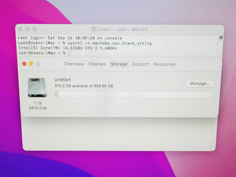 Apple iMac 2015 21.5\\" Core i5-5250U @ 1.6GHz 8GB DDR3 1TB HDD [Read] (