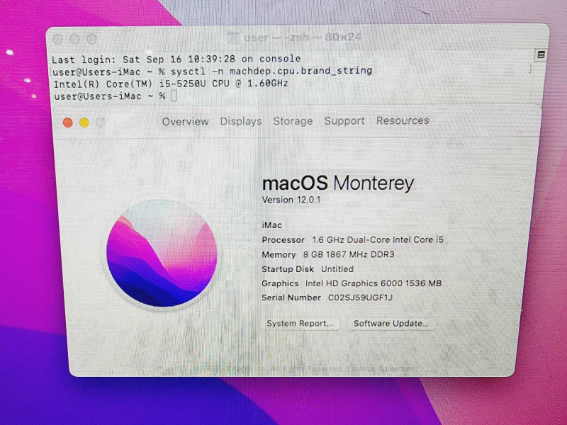 Apple iMac 2015 21.5\\" Core i5-5250U @ 1.6GHz 8GB DDR3 1TB HDD [Read] (
