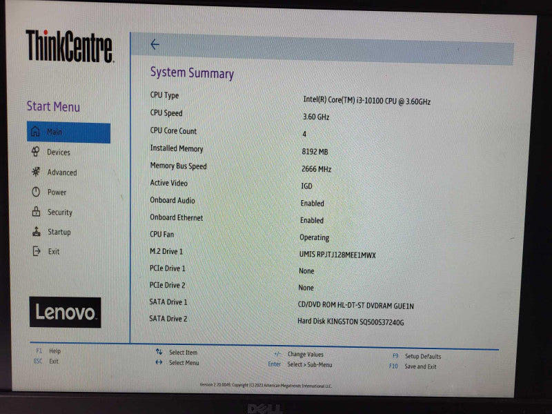Lenovo ThinkCentre SFF Desktop i3-10100 @ 3.6GHz 8GB DDR4 250GB SSD 128GB M.2 $