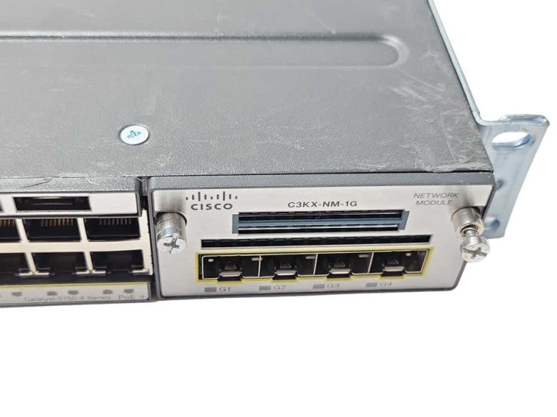 Cisco WS-C3750X-48PF-L 48-Port PoE Gigabit Switch 1x PSU, 1x C3KX-NM-1G _