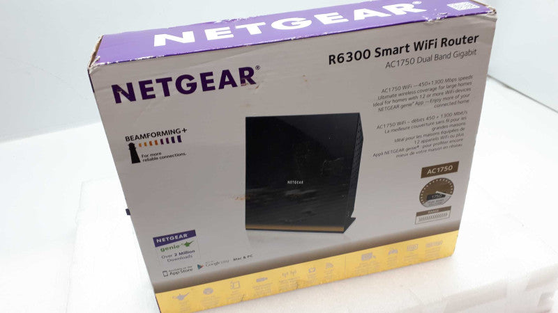 NETGEAR R6300 SMART WIFI ROUTER AC1750 DUAL BAND GIGABIT 1300 MPBS &