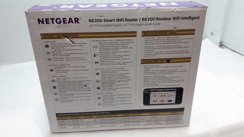 NETGEAR R6300 SMART WIFI ROUTER AC1750 DUAL BAND GIGABIT 1300 MPBS &