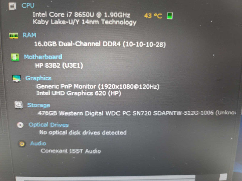 HP EliteBook G5 i7-8665U@ 1.90GHz, 16GB DDR4, 512GB m.2 **READ Î²