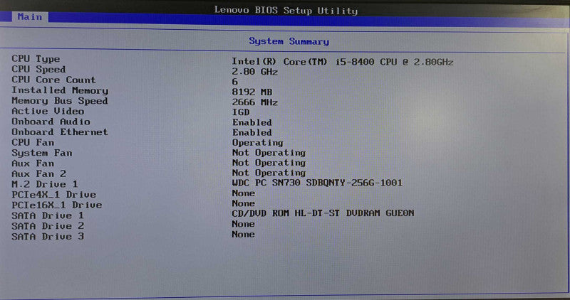 Lenovo ThinkCentre M720s SFF i5-8400 @ 2.80GHz 8GB DDR4 256GB M.2  )
