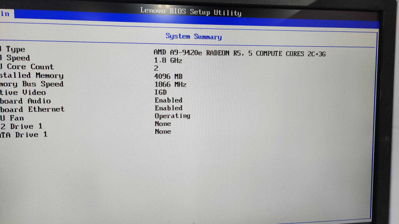 Lenovo M625q Tiny Mini Desktop AMD A9-9420e NO HDD/SSD 4GB RAM Radeon