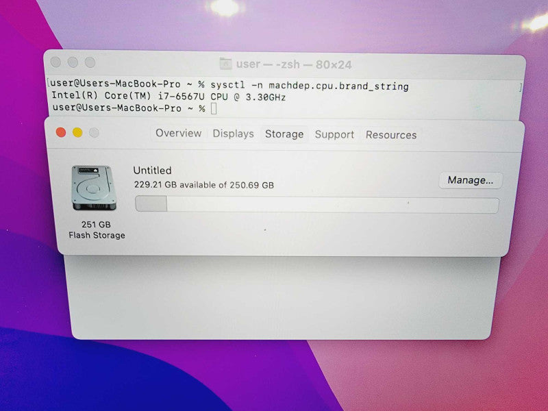 Apple Macbook 2016 13\\" Core i7-6567U @ 3.3GHz 16GB DDR3 250GB SSD (