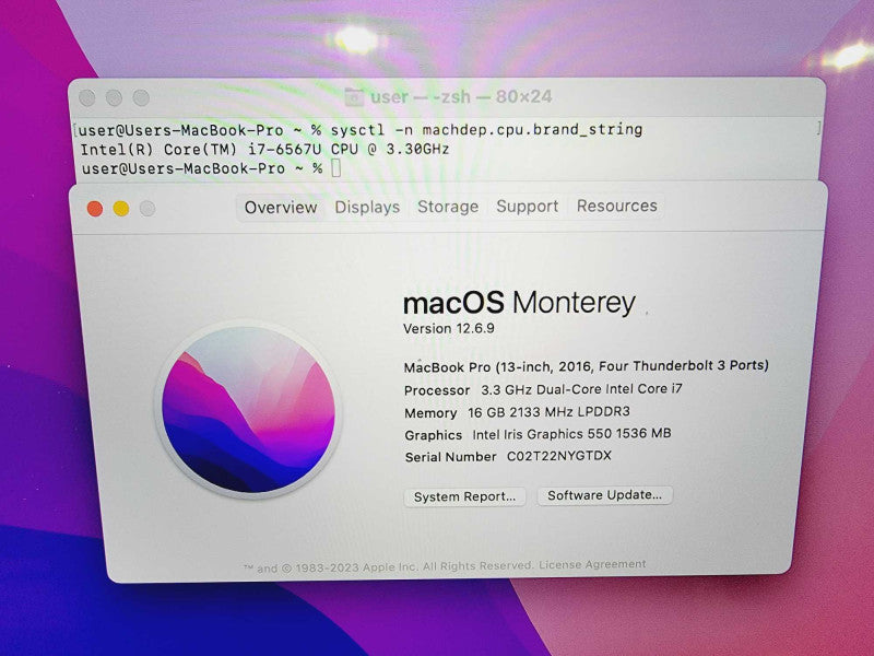 Apple Macbook 2016 13\\" Core i7-6567U @ 3.3GHz 16GB DDR3 250GB SSD (